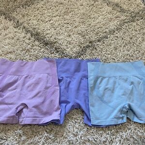 Set of Three Purple and Blue Shorts